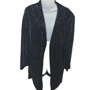 Vintage Onyx Nite By Wendy Chaitin Black Velour Multi Color Sparkle Jacket Sz 16